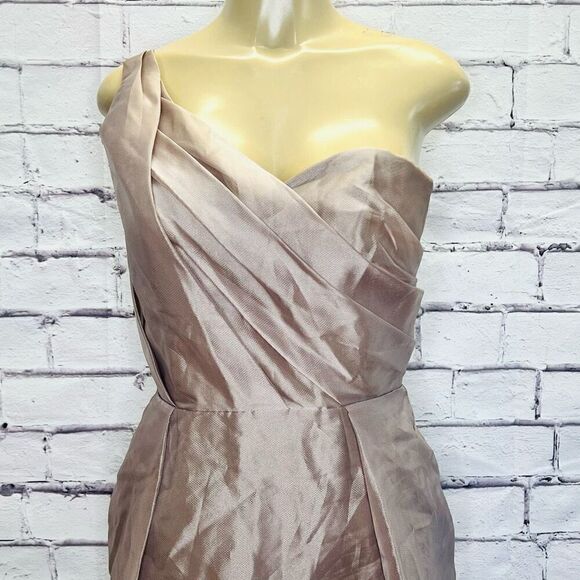 Alvina Valenta Womens Mauve From JLM Couture Shimmer One Shoulder Dress Size 8 - Picture 2 of 16